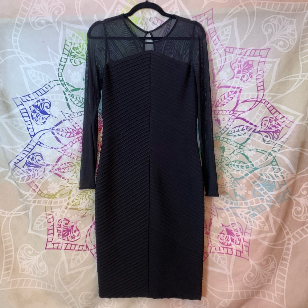 Calvin Klein black dress black sheer sleeves